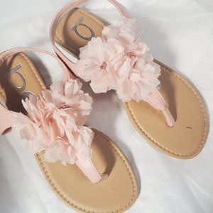 NWT Bebe Girls Black Floral Thong Sandals Size 4